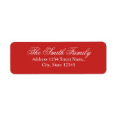 Rood en wit Modern Elegant Familienaam Etiket (Voorkant)