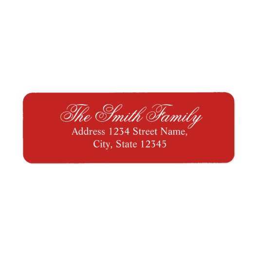 Rood en wit Modern Elegant Familienaam Etiket (Voorkant)