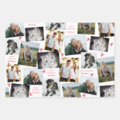 Rood en wit Modern Holly Sprig Inpakpapier Vel (Voorkant)