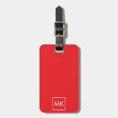Rood en Wit Modern Monogram Bagagelabel (Voorkant verticaal)