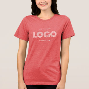 Rood en Wit Modern Rechthoekig Logo Tri-Blend Shirt