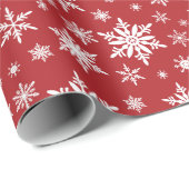 Rood en wit modern sneeuwvlok inpakpapier (Rol Hoek)