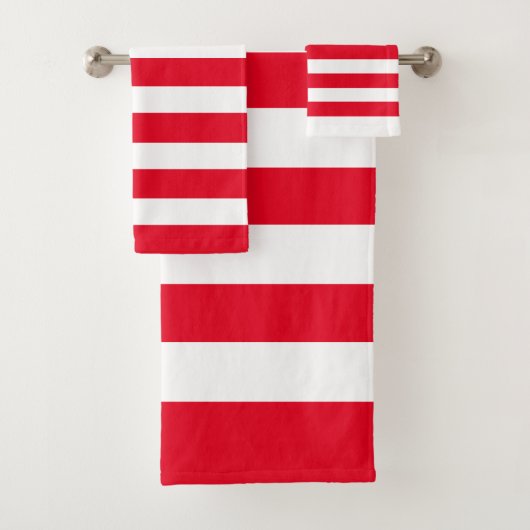 Rood en Wit Modern Strepen Gestreept Bad Handdoek (Insitu)