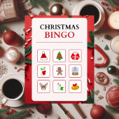 Rood en Wit Moderne Kerstmis Bingo puzzel