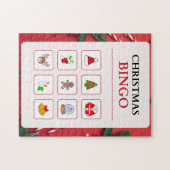 Rood en Wit Moderne Kerstmis Bingo puzzel Legpuzzel (Horizontaal)