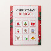 Rood en Wit Moderne Kerstmis Bingo puzzel Legpuzzel (Verticaal)