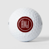 Rood en wit monogram aanpassen golfballen (Voorkant)