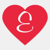 Rood en wit monogram Initiaal E Hart Sticker (Voorkant)