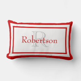 Rood en Wit Monogram Naam Keepsake Kussen