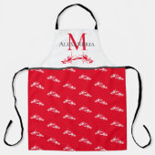 Rood en wit monogram Naam Lobster Patroon Schort (Voorkant)