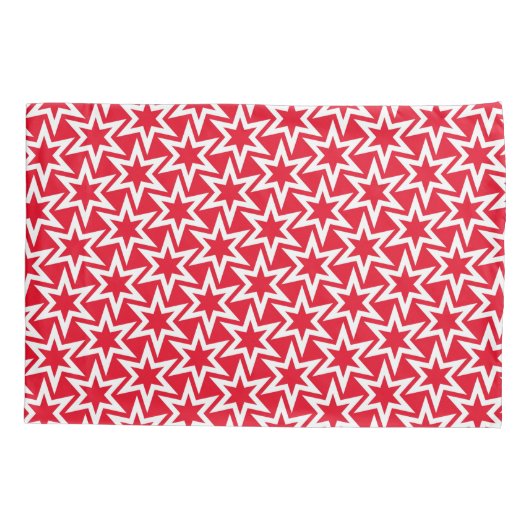 Rood en wit motief | Geometrisch sterpatroon Kussensloop (Achterkant)