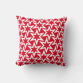 Rood En Wit Motief | Geometrisch Sterrenpatroon Kussen