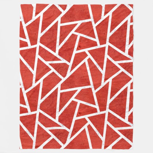 Rood en wit mozaïekpatroon fleece deken (Voorkant)
