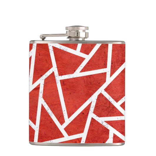 Rood en wit mozaïekpatroon heupfles (Voorkant)