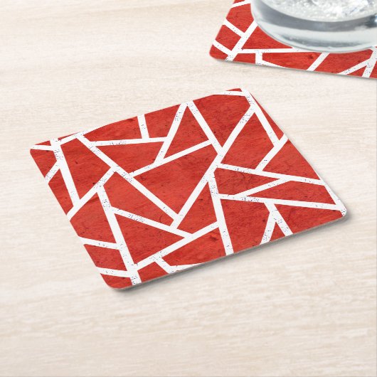 Rood en wit mozaïekpatroon kartonnen onderzetters (Schuin)