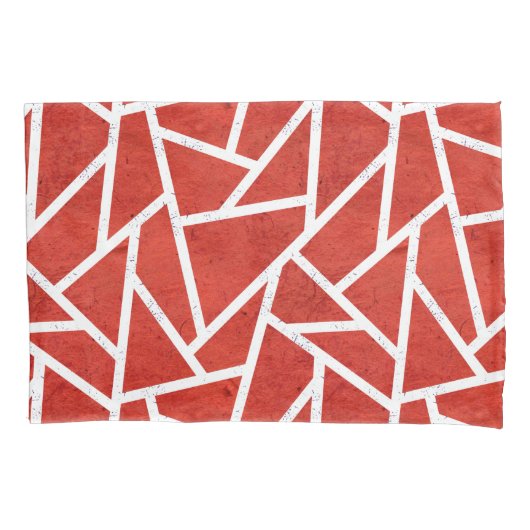 Rood en wit mozaïekpatroon kussensloop (Voorkant)