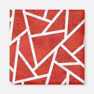 Rood en wit mozaïekpatroon magneet