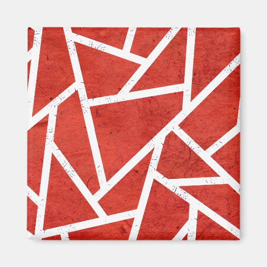 Rood en wit mozaïekpatroon magneet (Voorkant)