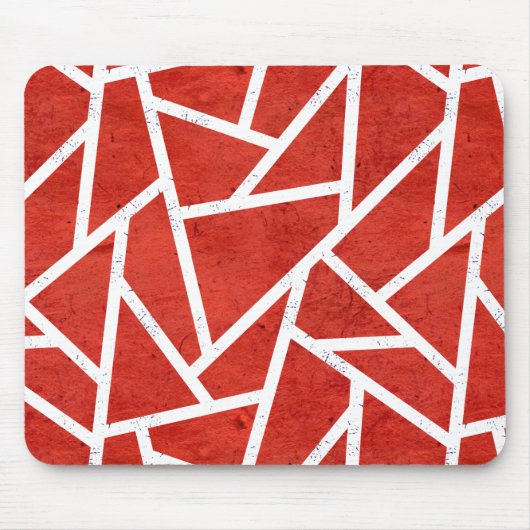 Rood en wit mozaïekpatroon muismat (Voorkant)