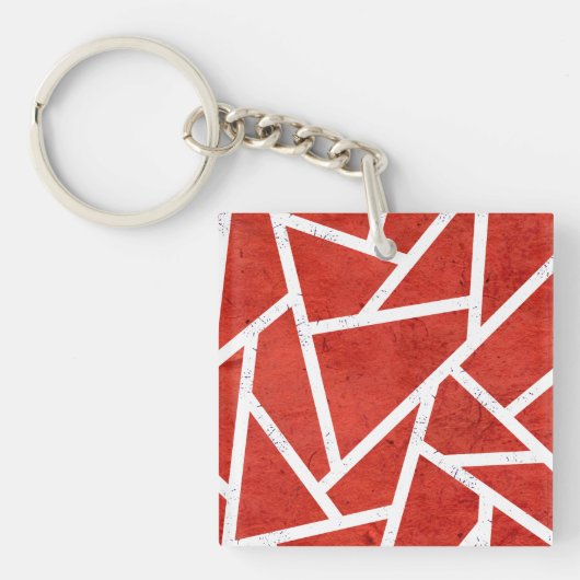 Rood en wit mozaïekpatroon sleutelhanger (Voorkant)