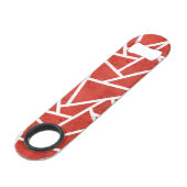 Rood en wit mozaïekpatroon speed flessenopener (Voorkant Gekanteld)