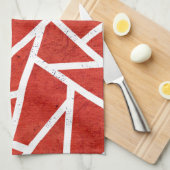 Rood en wit mozaïekpatroon theedoek (Quarter Fold)