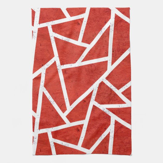 Rood en wit mozaïekpatroon theedoek (Verticaal)