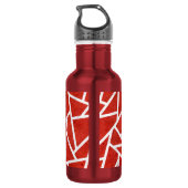 Rood en wit mozaïekpatroon waterfles (Achterkant)
