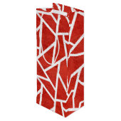 Rood en wit mozaïekpatroon wijn cadeautas (Achterkant Gekanteld)