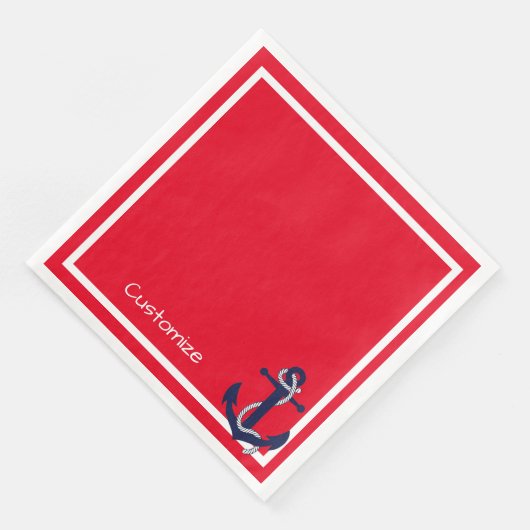 Rood en Wit Nautisch Ontwerp Papier Servet (Hoek)