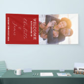 Rood en wit net getrouwd bruidspaar Foto Spandoek (Beurs)