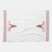 Rood en wit noords | Gnoom voor de Feestdagen Theedoek (Horizontaal)