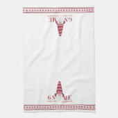 Rood en wit noords | Gnoom voor de Feestdagen Theedoek (Verticaal)