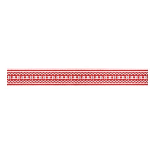 Rood en wit noords kerstkeukenpatroon grosgrain lint (Voorkant)