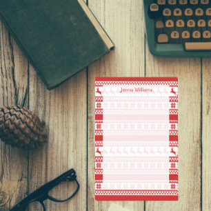 Rood en wit noords rendierafdrukken op maat post-it® notes