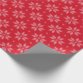 Rood en wit noords Snowflake Patroon | Vakantie Cadeaupapier (Hoek)