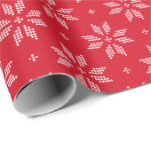 Rood en wit noords Snowflake Patroon | Vakantie Cadeaupapier (Rol Hoek)