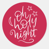 Rood en Wit Oh Heilige Nacht Religieuze Kerstmis Ronde Sticker (Voorkant)