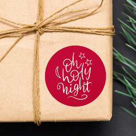 Rood en Wit Oh Heilige Nacht Religieuze Kerstmis Ronde Sticker