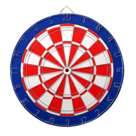 Rood en wit op blauw dartbord