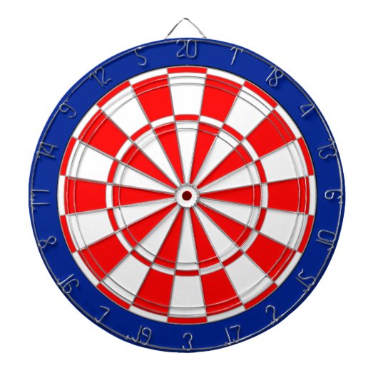 Rood en wit op blauw dartbord (Voorkant)