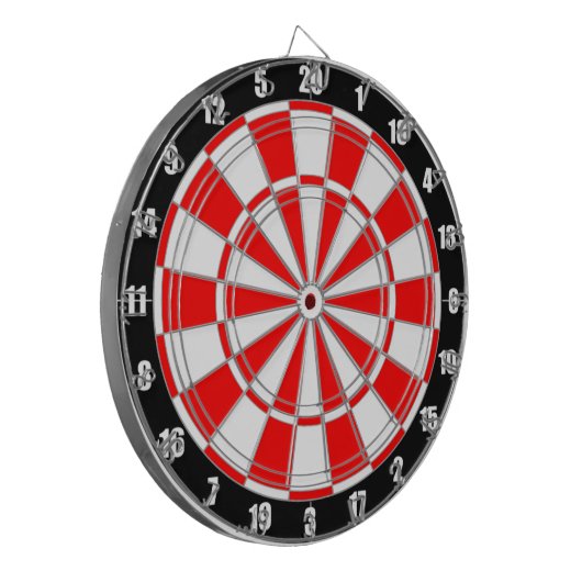 Rood en wit op zwarte-kleerkaart dartbord (Voorkant Links)