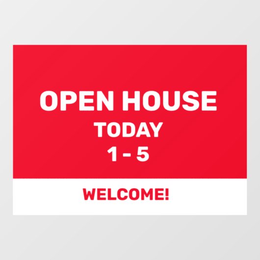 Rood en wit Open House Raamsticker (Vel)