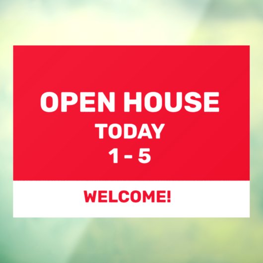 Rood en wit Open House Raamsticker (Vel 3)