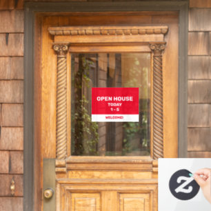 Rood en wit Open House Raamsticker