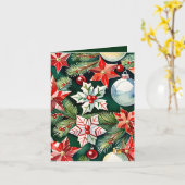 Rood en Wit Ornament Foto & Ambacht Kerst Kaart (Gele Bloem)