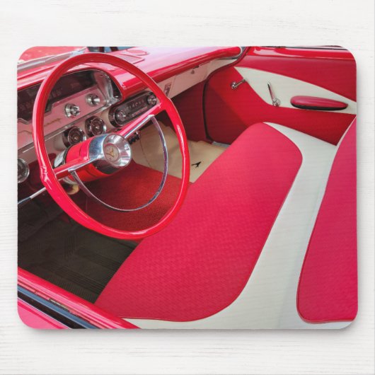 Rood en wit oude auto muismat (Voorkant)