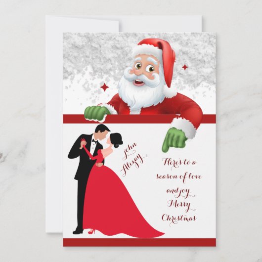 rood en wit paar Kerstmis Save The Date (Voorkant)