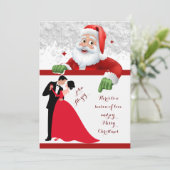 rood en wit paar Kerstmis Save The Date (Staand voorkant)