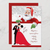 rood en wit paar Kerstmis Save The Date (Voorkant / Achterkant)